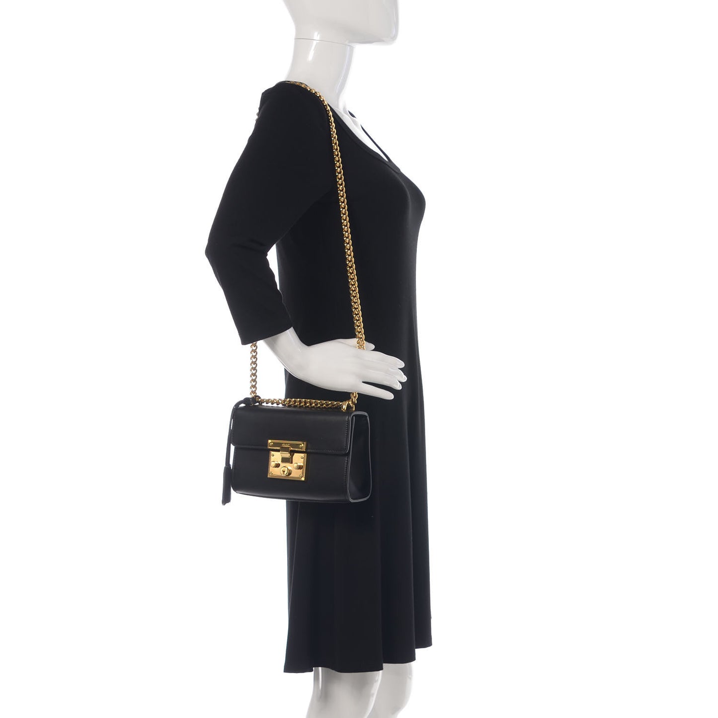 Calfskin Small Padlock Shoulder Bag Black