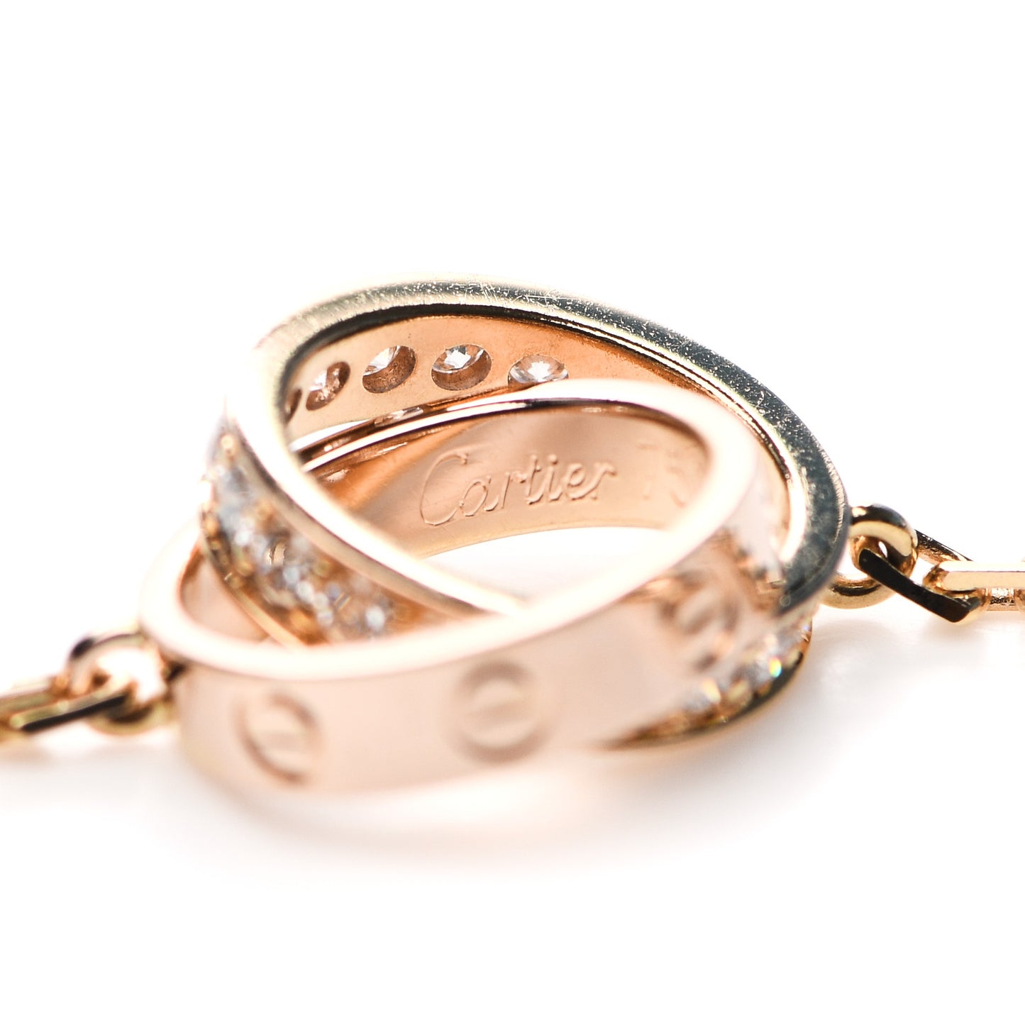 18K Pink Gold Diamond Interlocking LOVE Necklace