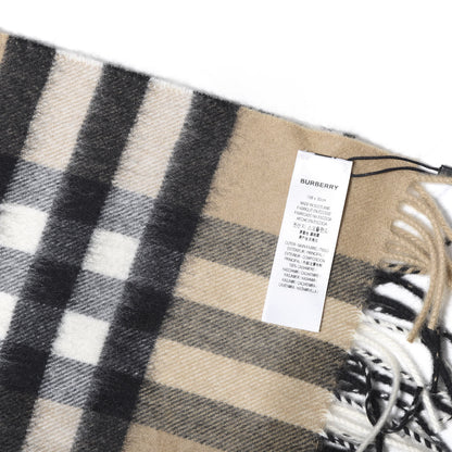 Burberry Cashmere Giant Check Fringe Scarf Archive Beige 3 of 4