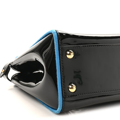 Fendi Patent Mini Plexi Handle Peekaboo Iconic Satchel Black Blue 8 of 9