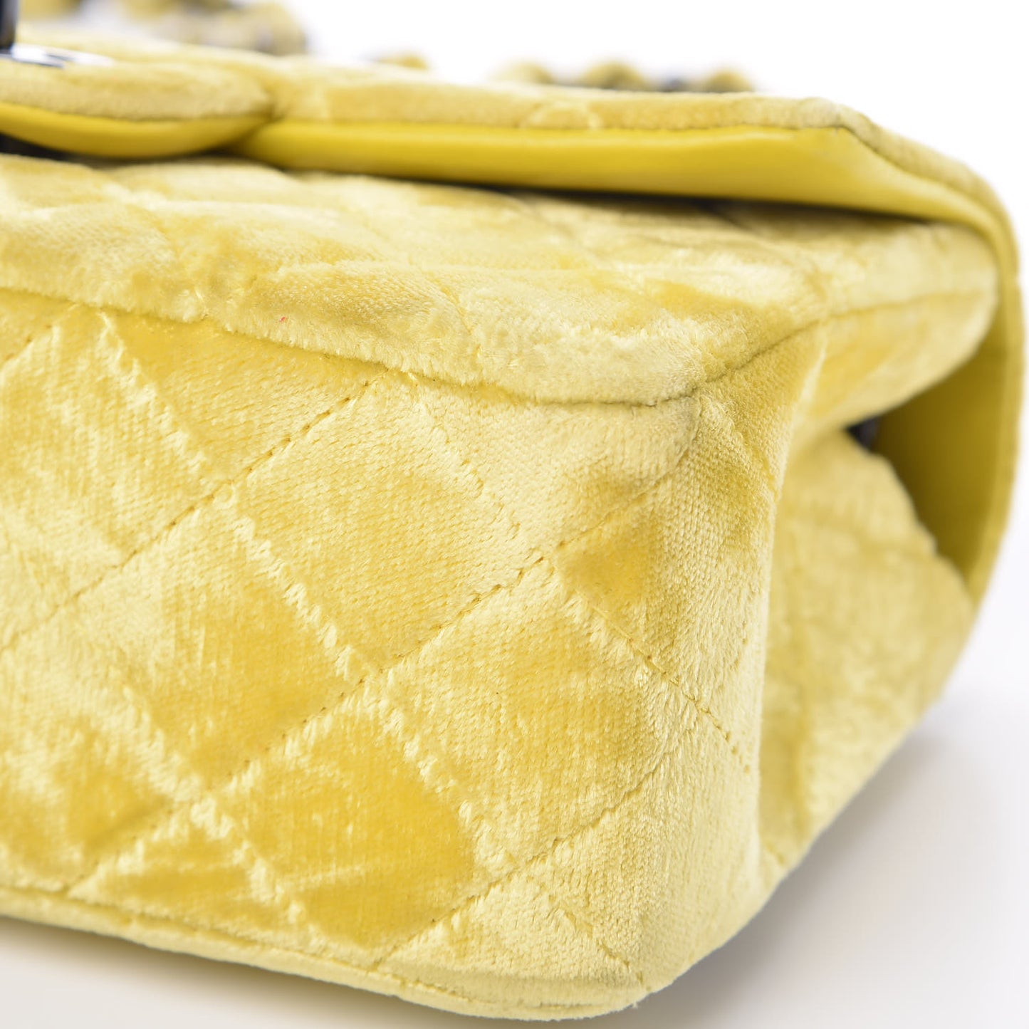 Velvet Quilted Mini Rectangular Flap Yellow
