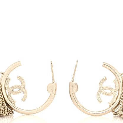 Chanel CC Hoop Drop Chain Earrings Gold 3 of 4