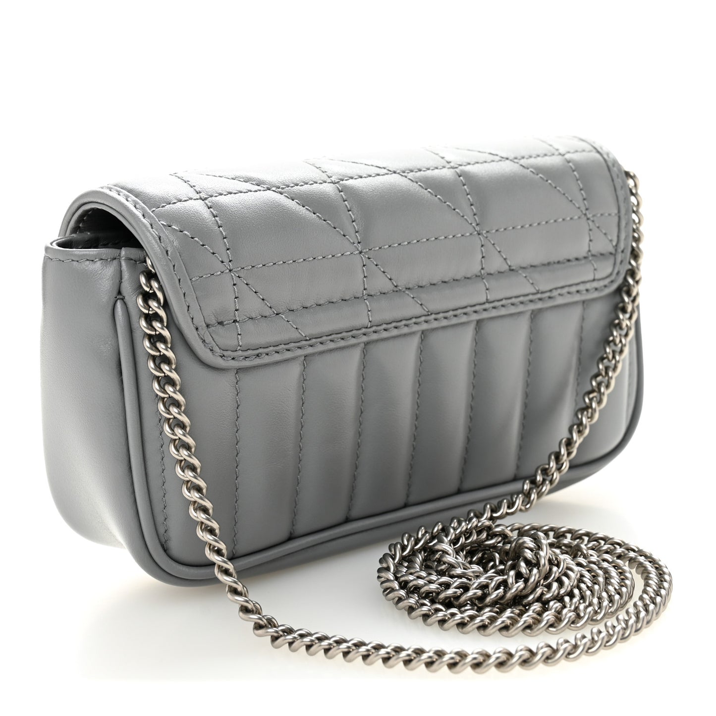 Calfskin Matelasse Aria Super Mini GG Marmont Shoulder Bag Deep Grey