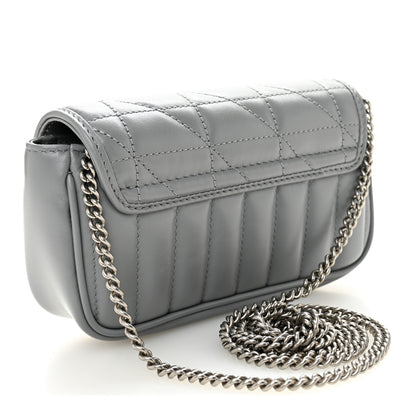Gucci Calfskin Matelasse Aria Super Mini GG Marmont Shoulder Bag Deep Grey 3 of 11