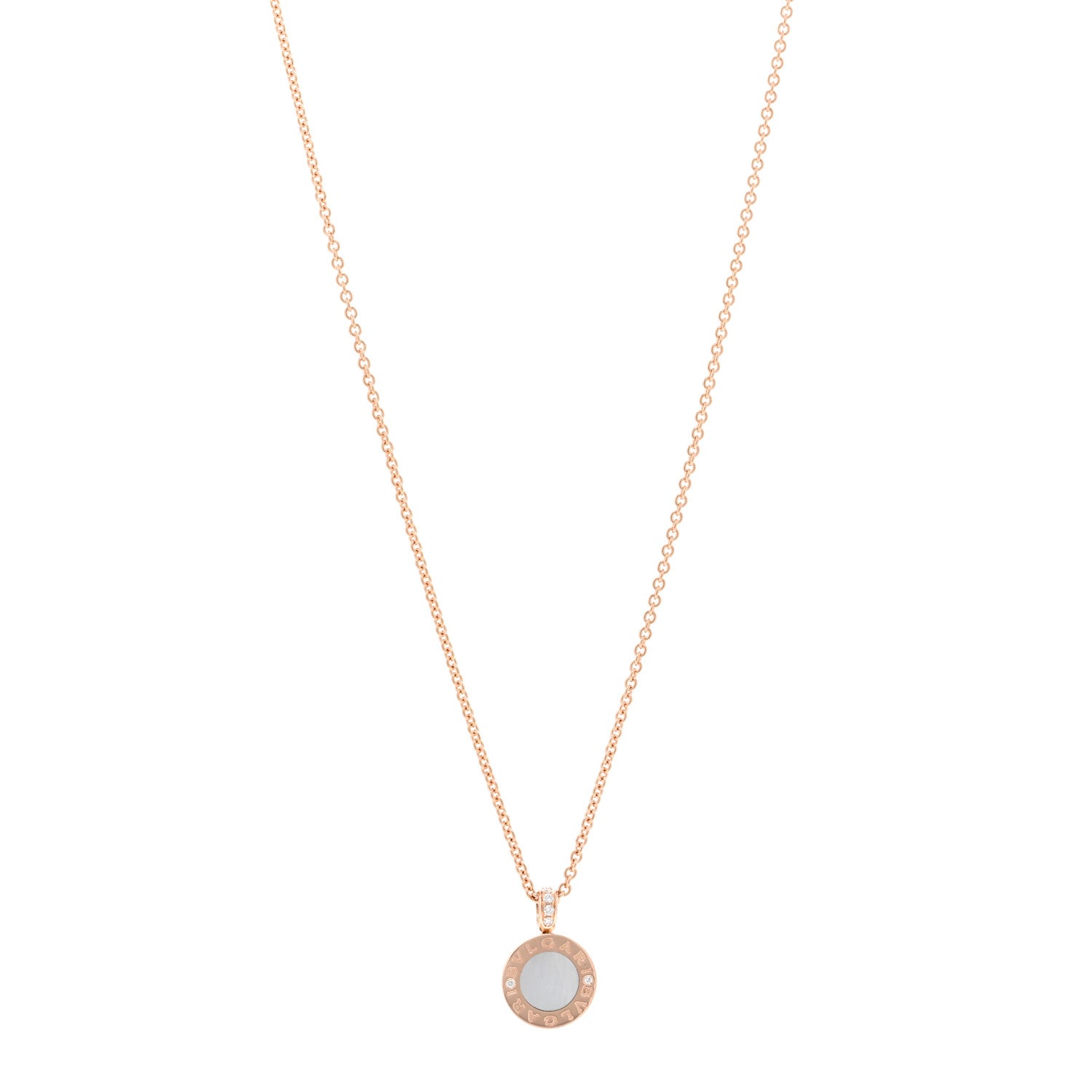 Bulgari 18K Rose Gold Diamond Black Onyx Mother of Pearl BVLGARI BVLGARI Pendant Necklace 1 of 6