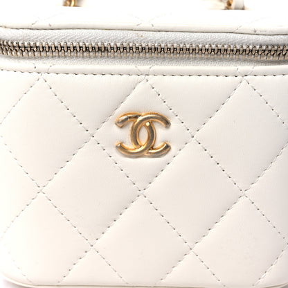 Chanel Lambskin Quilted Pearl Crush Mini Vanity Case With Chain White 10 of 11