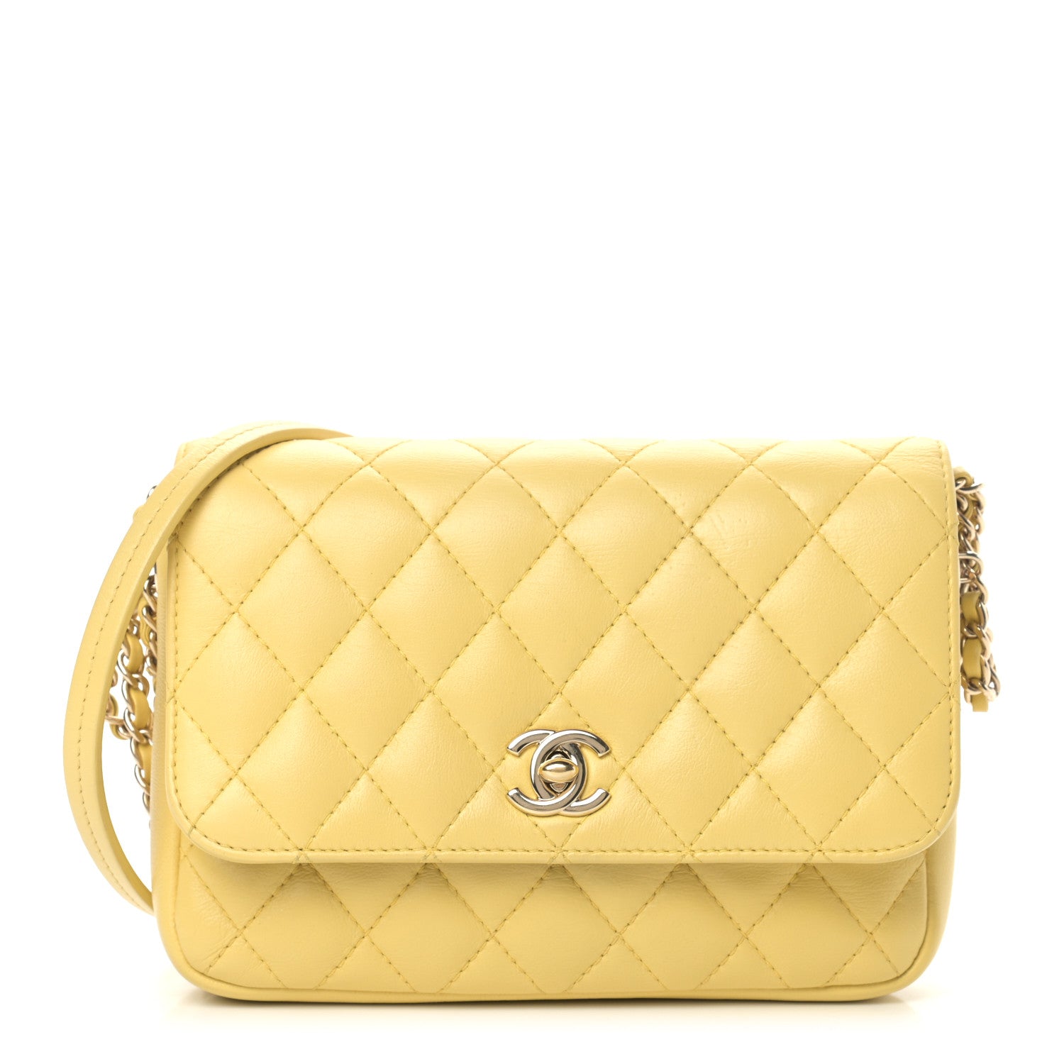 Chanel Lambskin Quilted Side Packs Yellow 3 of 12