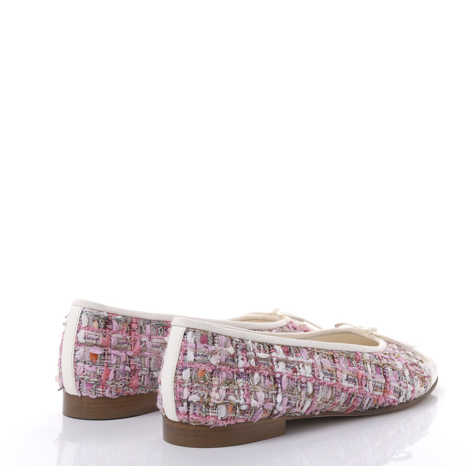 Chanel Tweed Calfskin Cap Toe Ballerina Flats 40.5 Pink 4 of 8
