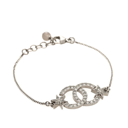 Chanel Metal Pearl Crystal Baguette CC Star Bracelet Silver 1 of 8