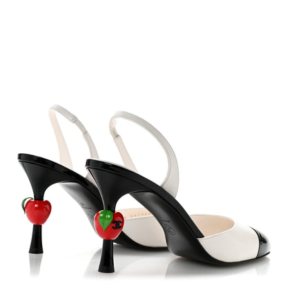 Chanel Lambskin Patent Cap Toe CC Apple Slingback Pumps 41 White Black 5 of 8
