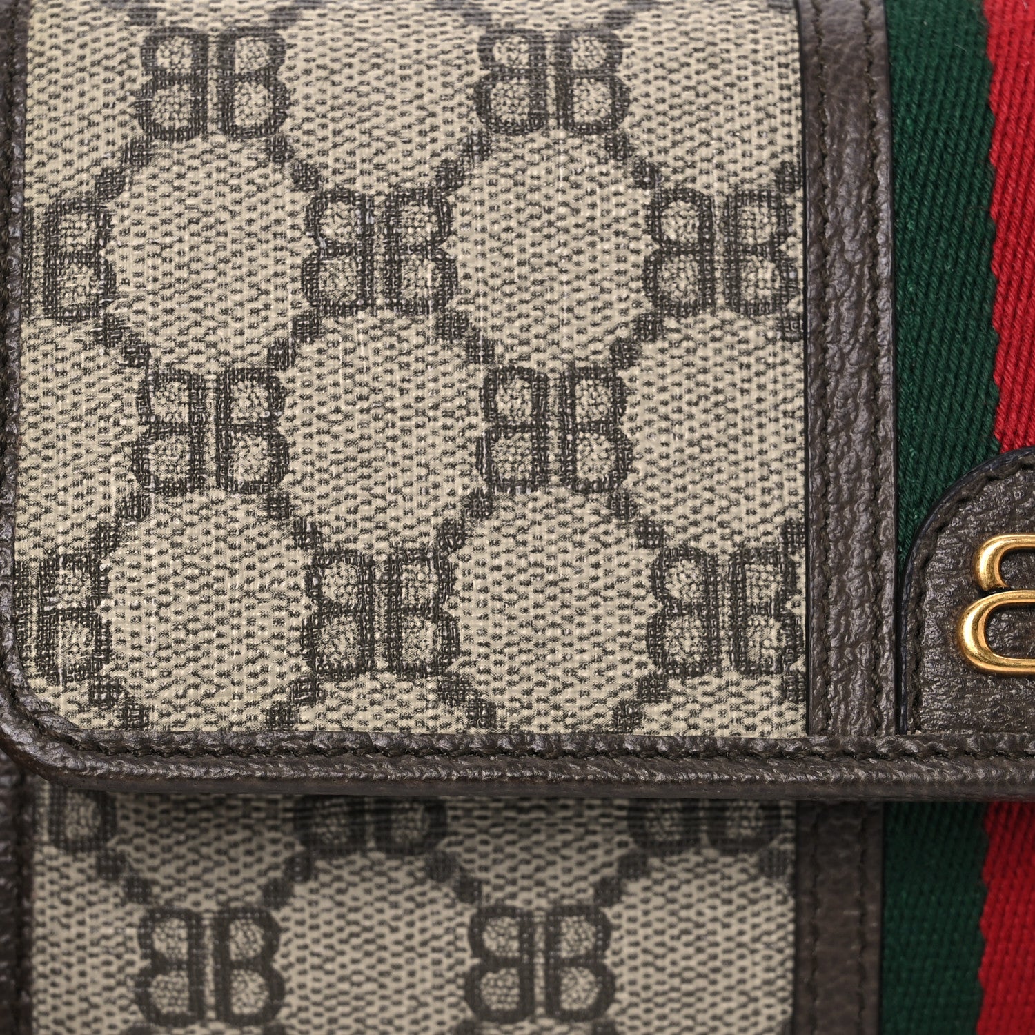 Gucci X BALENCIAGA BB Monogram Web Ophidia Crossbody Wallet Beige New Acero 10 of 14