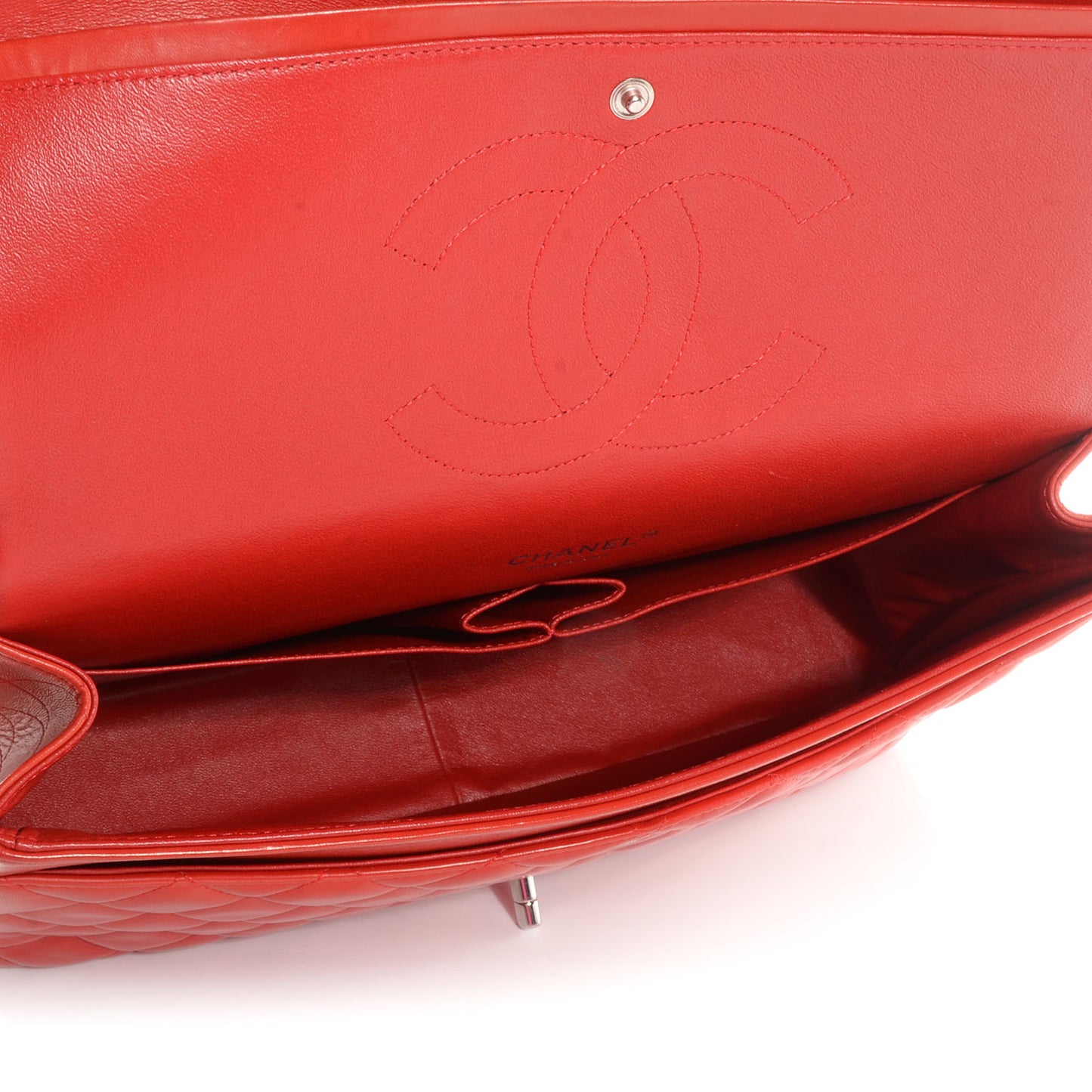 Lambskin Maxi Double Flap Red