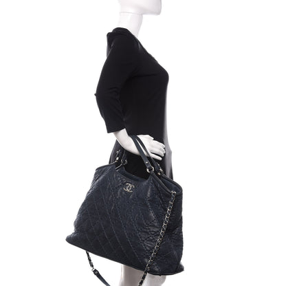 Chanel Iridescent Calfskin Quilted Large Sea Hit Tote Navy 2 of 11