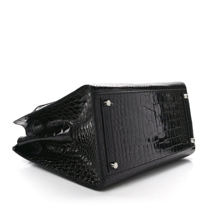 Hermes Shiny Porosus Crocodile Birkin Sellier 35 Black 4 of 16