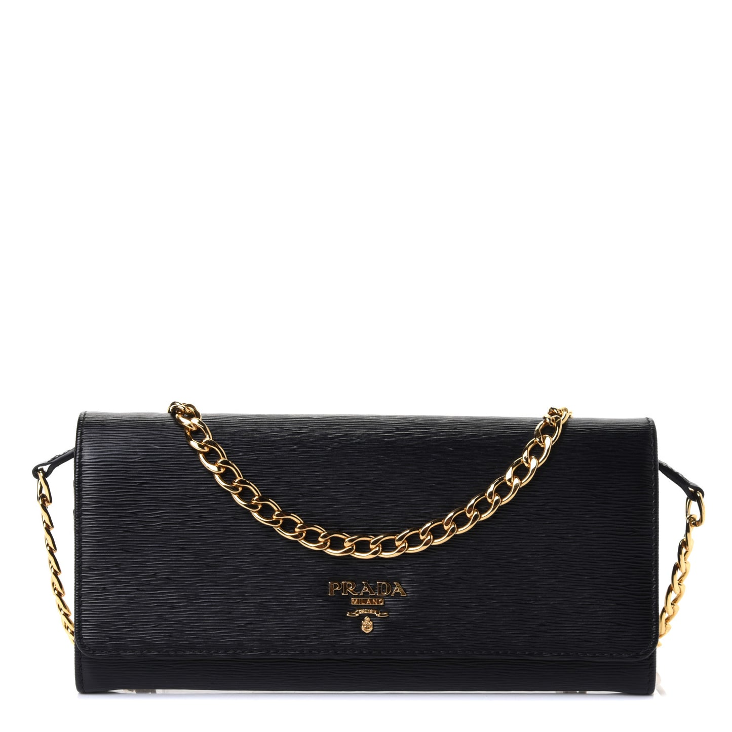 Vitello Move Metal Oro Chain Wallet Black
