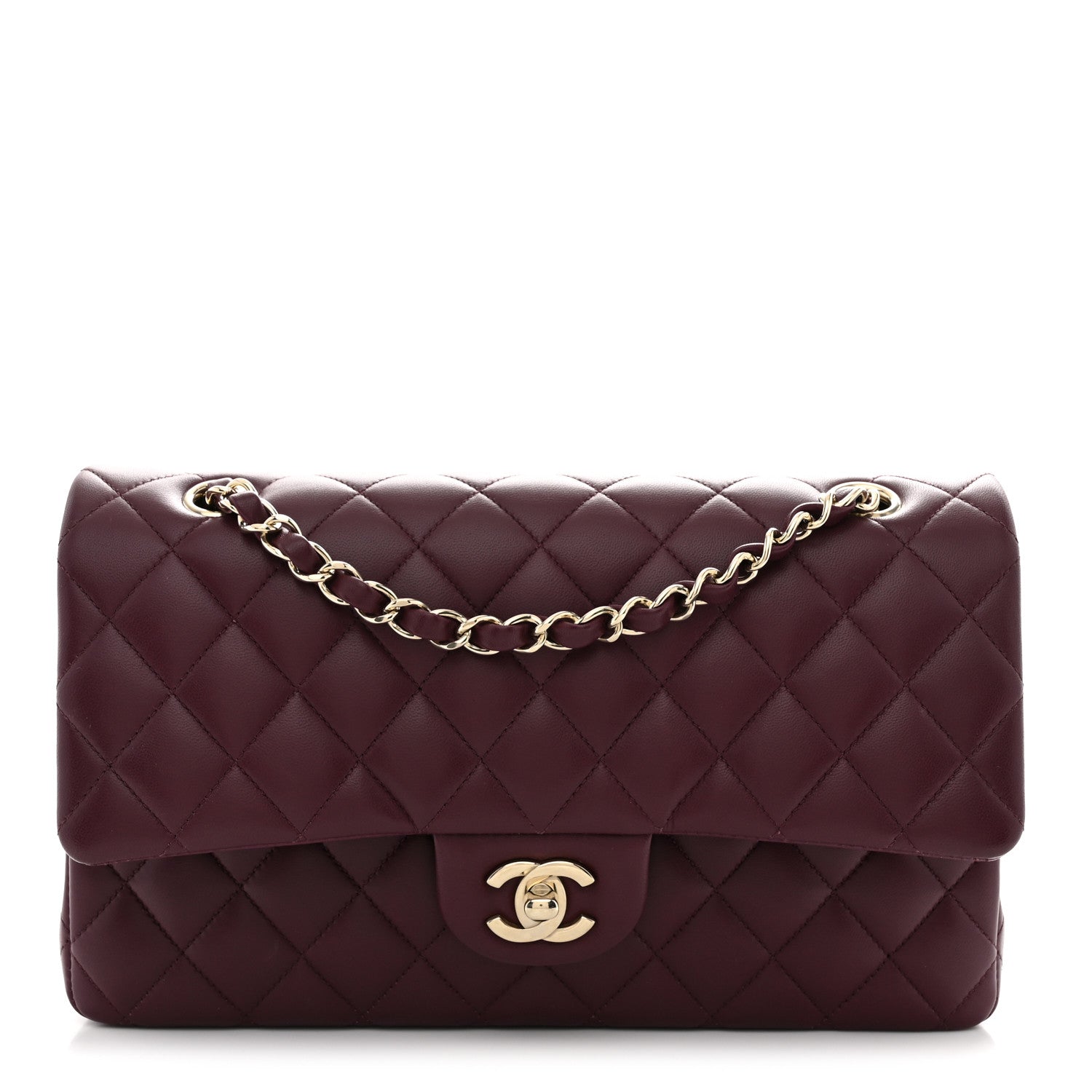 Chanel Lambskin Quilted Medium Double Flap Burgundy 1 of 13