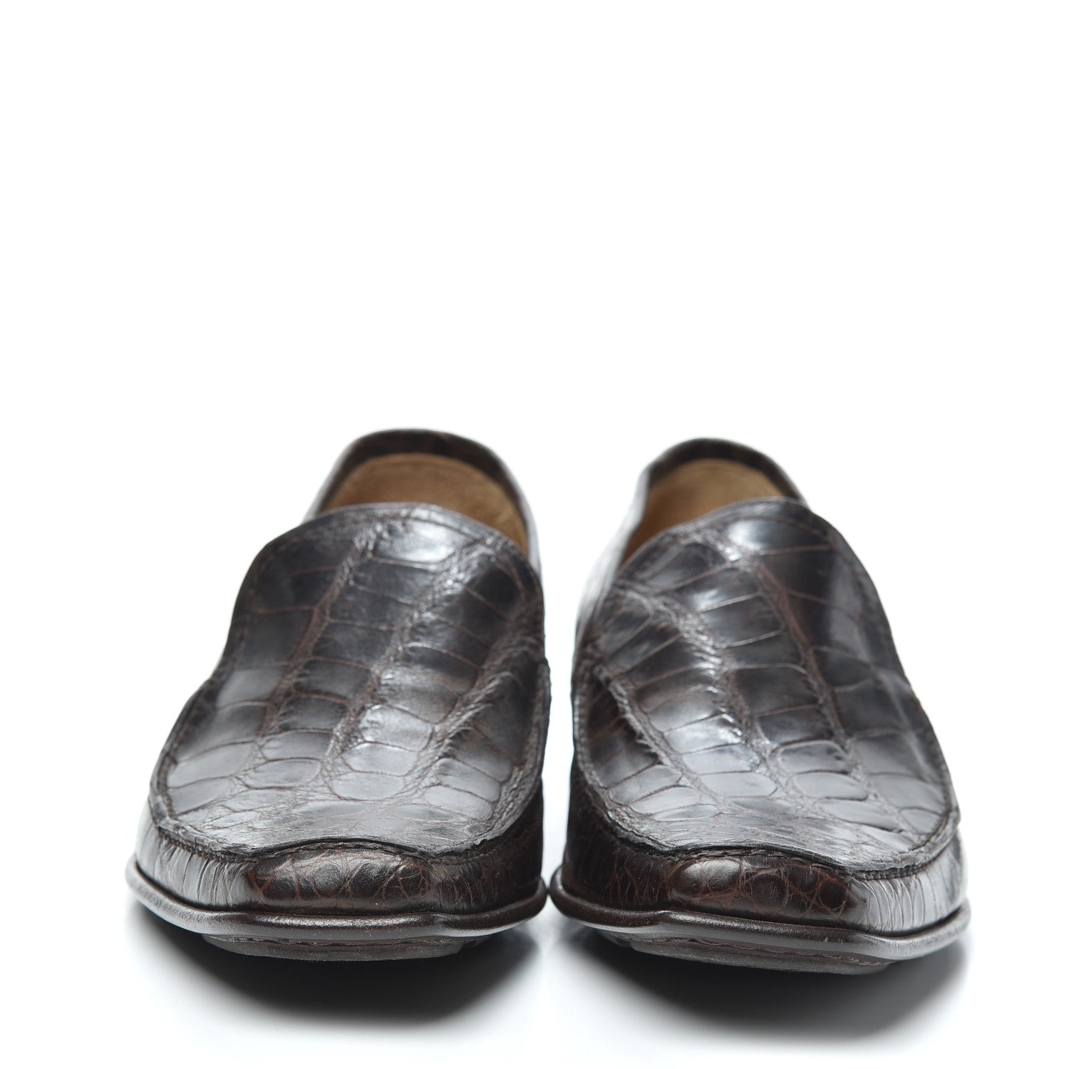 Louis Vuitton Calfskin Crocodile Embossed Mens Loafers 8 Brown 2 of 7