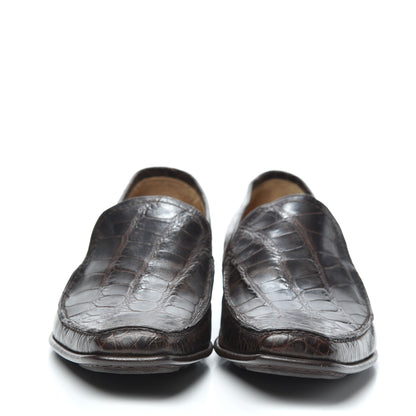 Louis Vuitton Calfskin Crocodile Embossed Mens Loafers 8 Brown 2 of 7