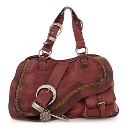 Christian Dior Calfskin Large Gaucho Double Saddle Bag Red 1 of 13
