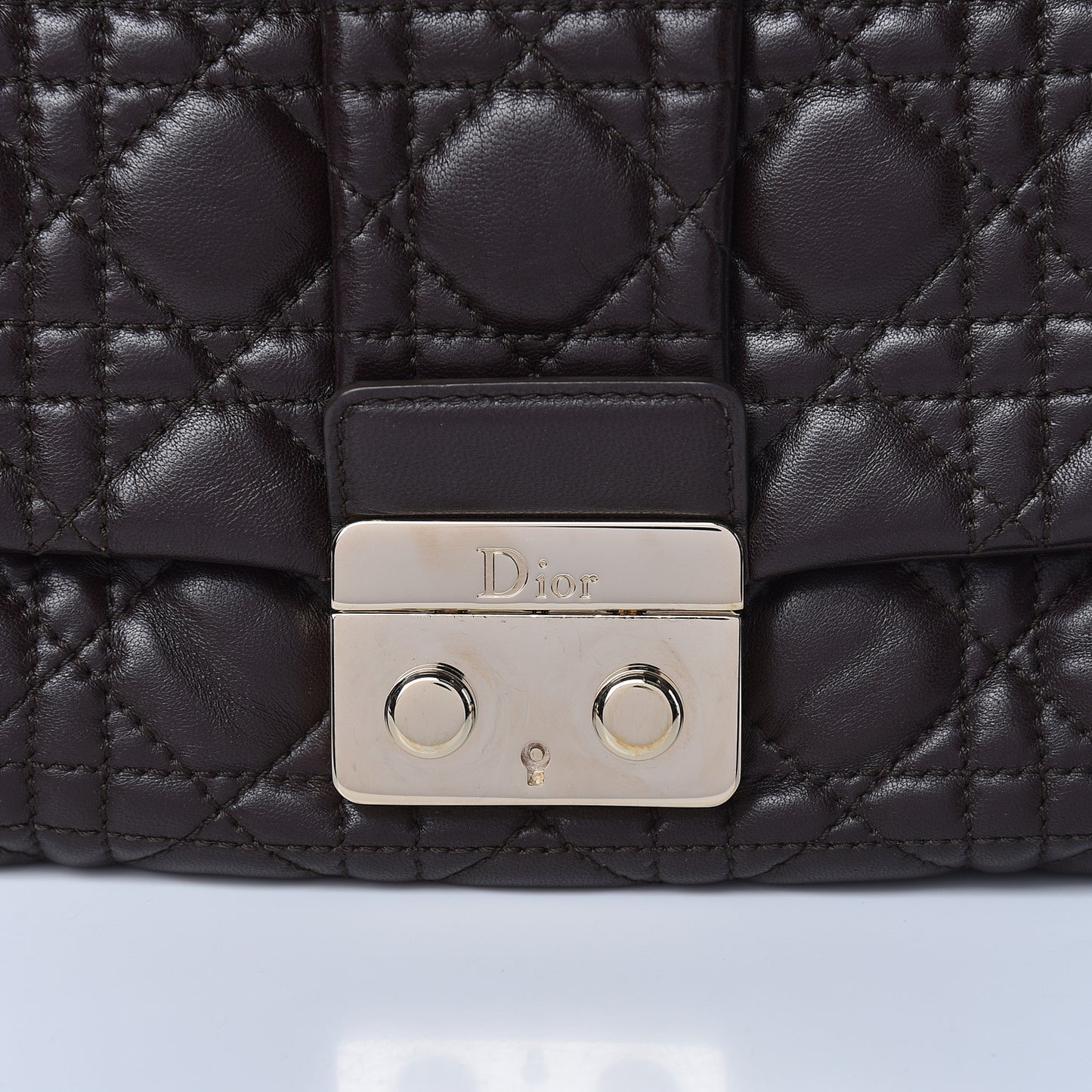 Lambskin Cannage Large New Lock Flap Bag Brown