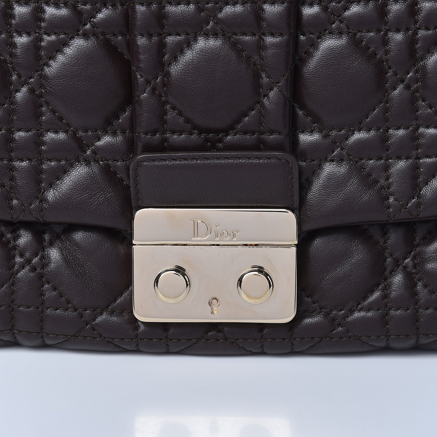 Christian Dior Lambskin Cannage Large New Lock Flap Bag Brown 10 of 10