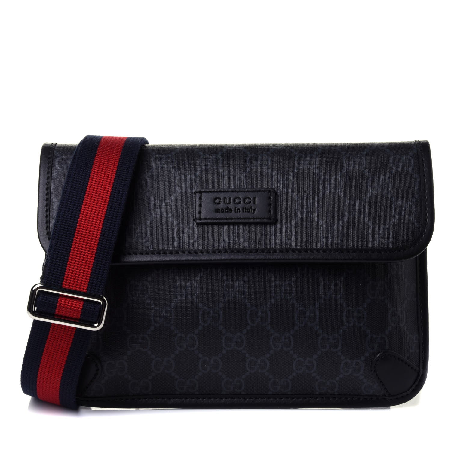 Gucci GG Supreme Monogram Web Slim Belt Bag Black 1 of 4