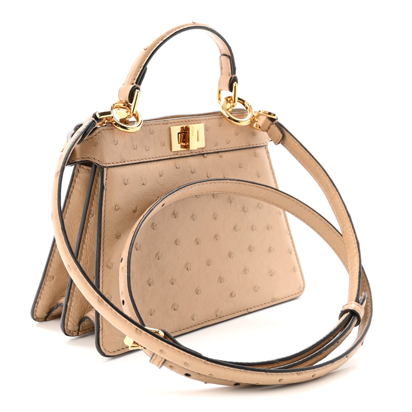 Ostrich Shiny Nappa Petite Peekaboo I SEE U Satchel Sasso