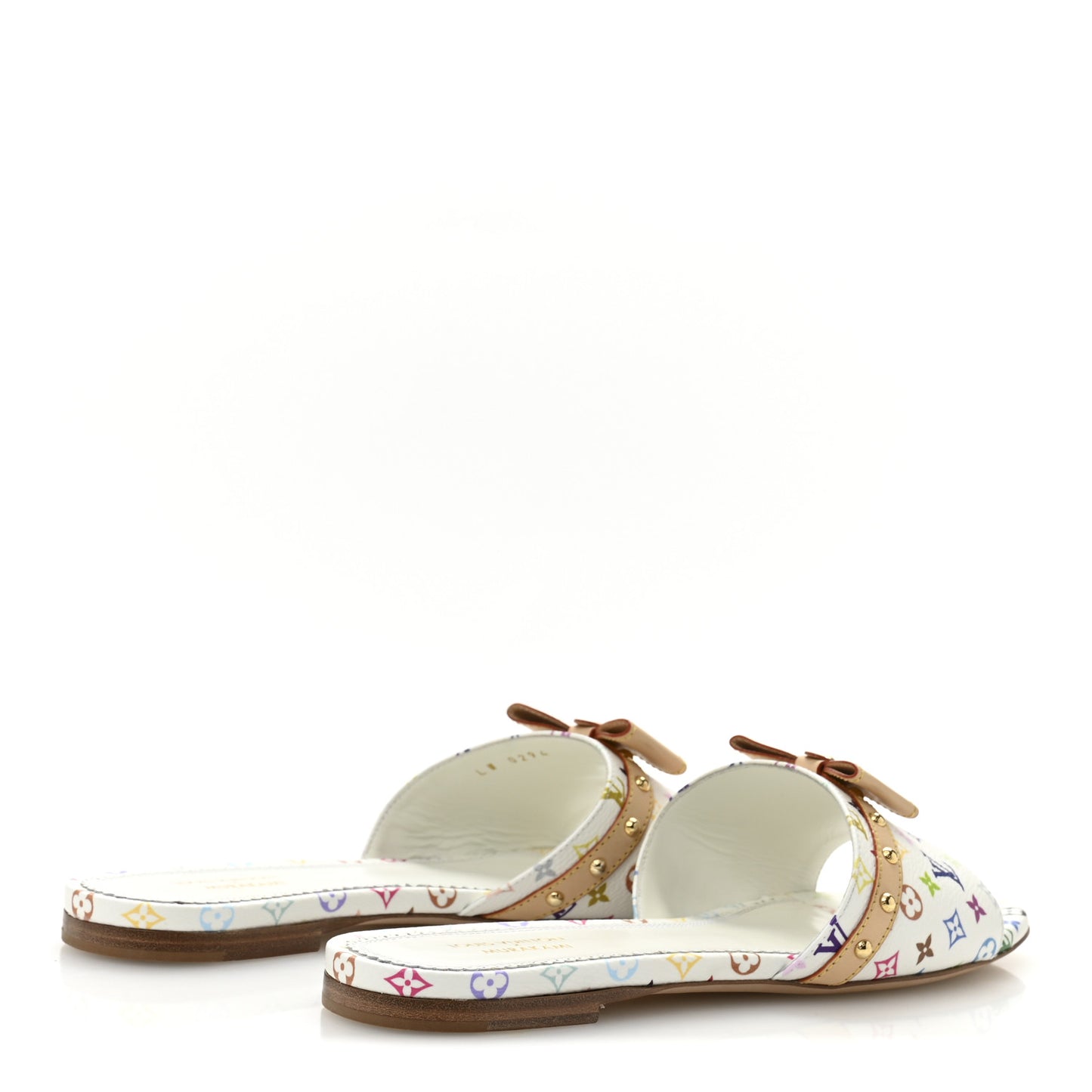 LV X TM Monogram Multicolor 6AM Flat Mule Sandals 38 White Multicolor