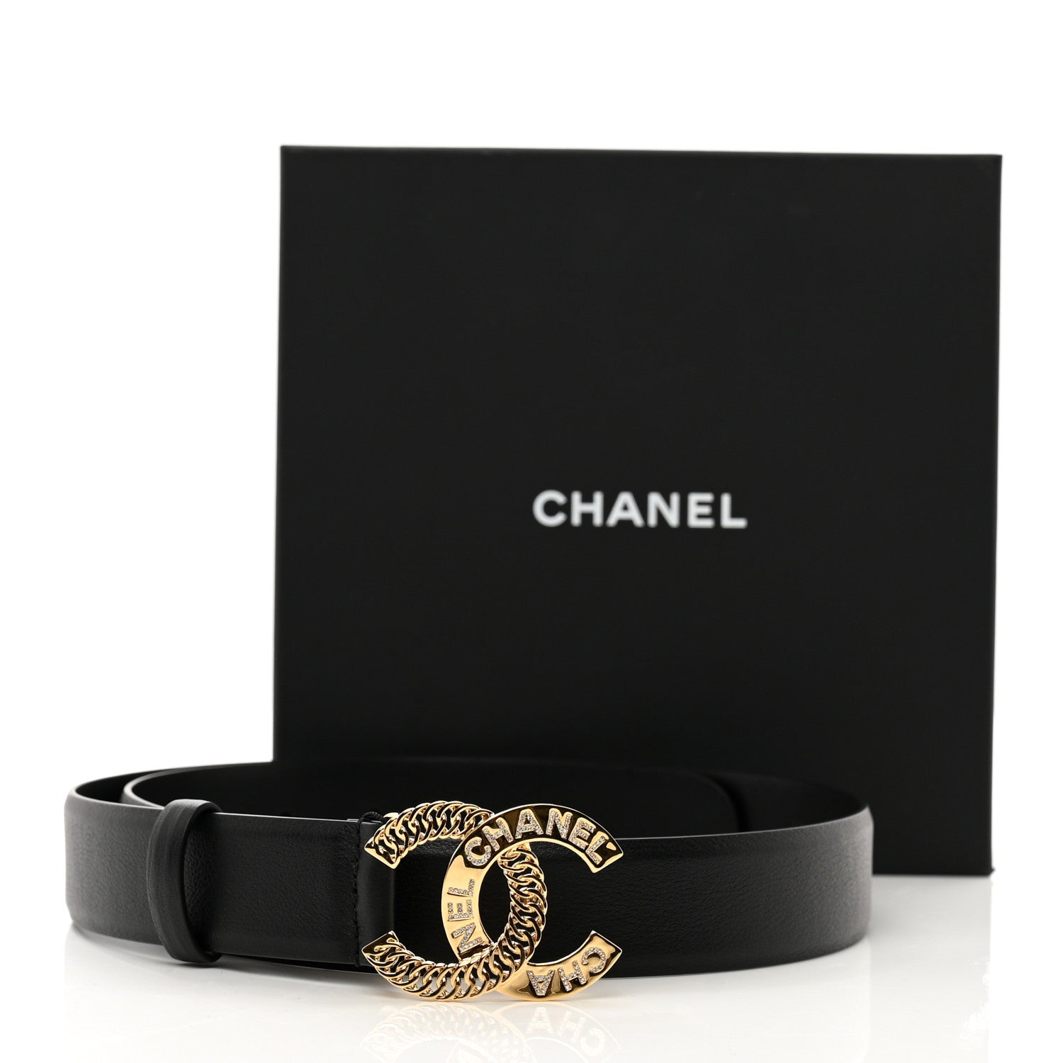 Chanel Calfskin Crystal CC Belt 75 30 Black 8 of 8