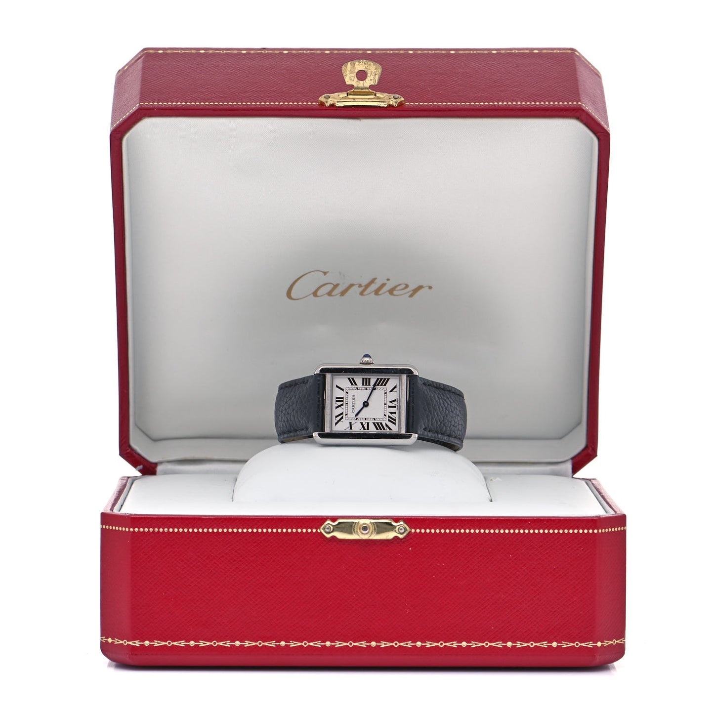 Stainless Steel Calfskin 24mm Tank Solo Quartz Watch