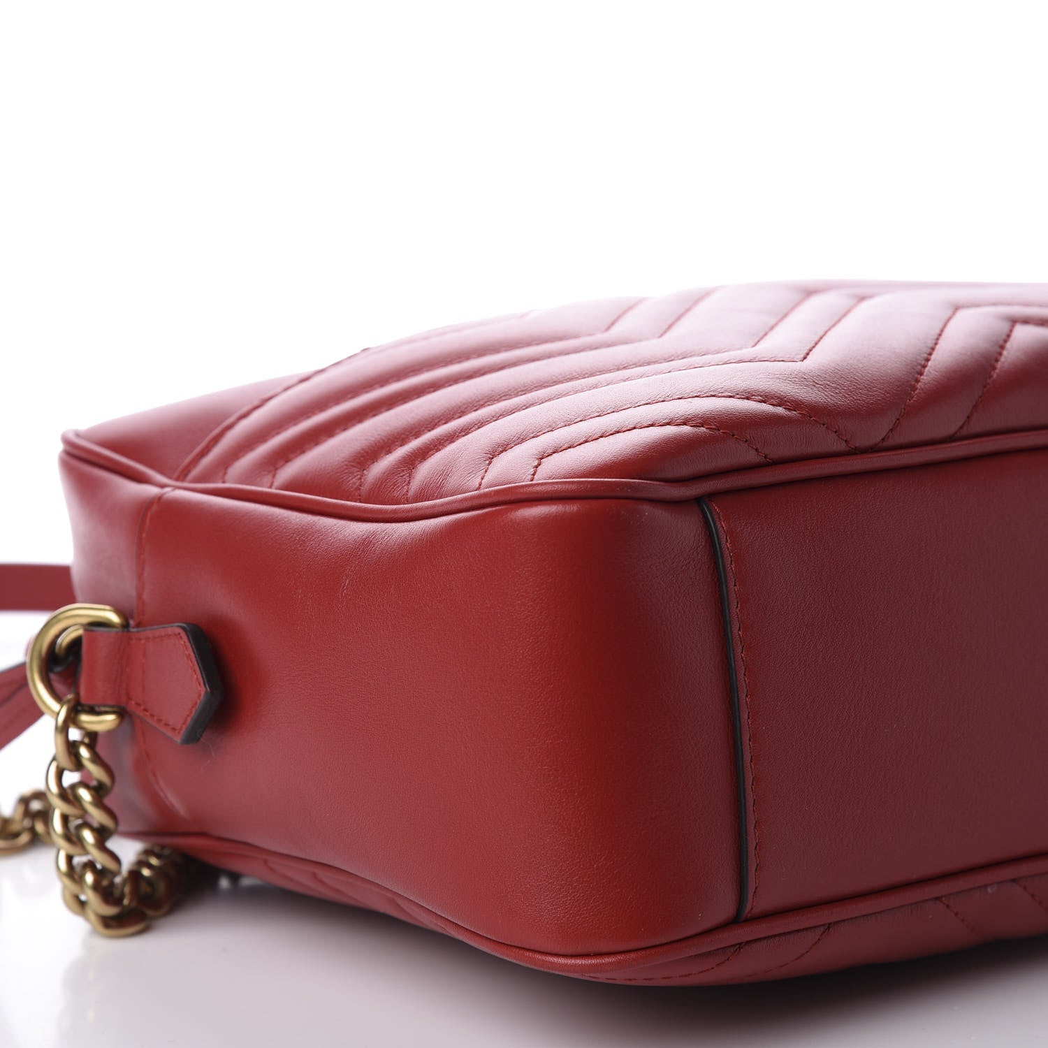 Gucci Calfskin Matelasse Medium GG Marmont Chain Shoulder Bag Hibiscus Red 8 of 10