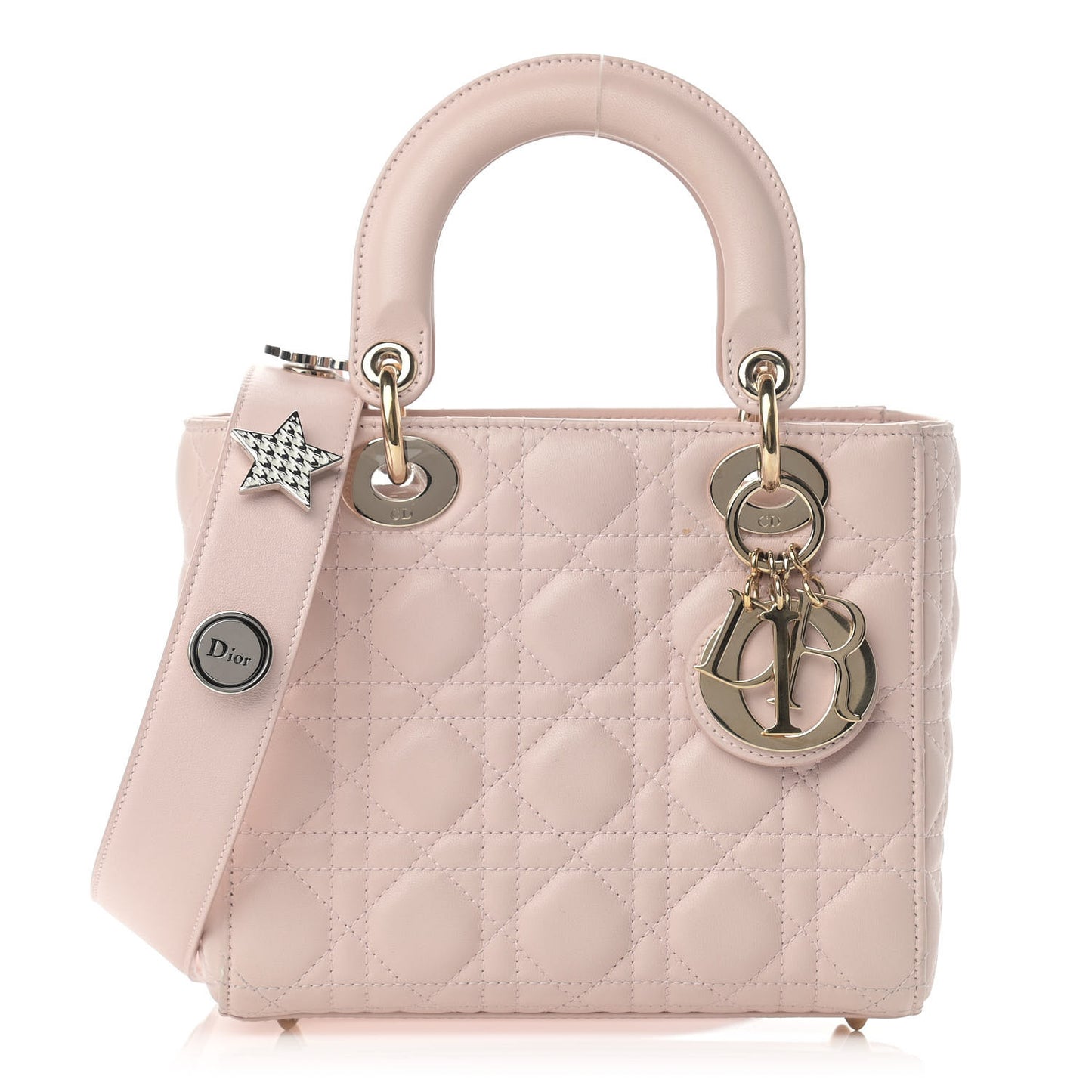 Lambskin Cannage Small Lucky Badges My Lady Dior Pink