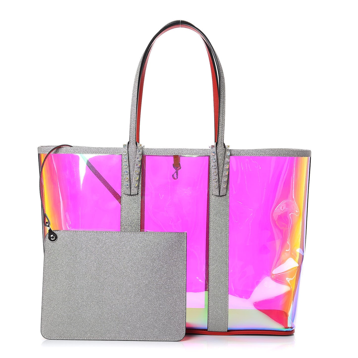 PVC Spikes East West Cabata Tote Silver