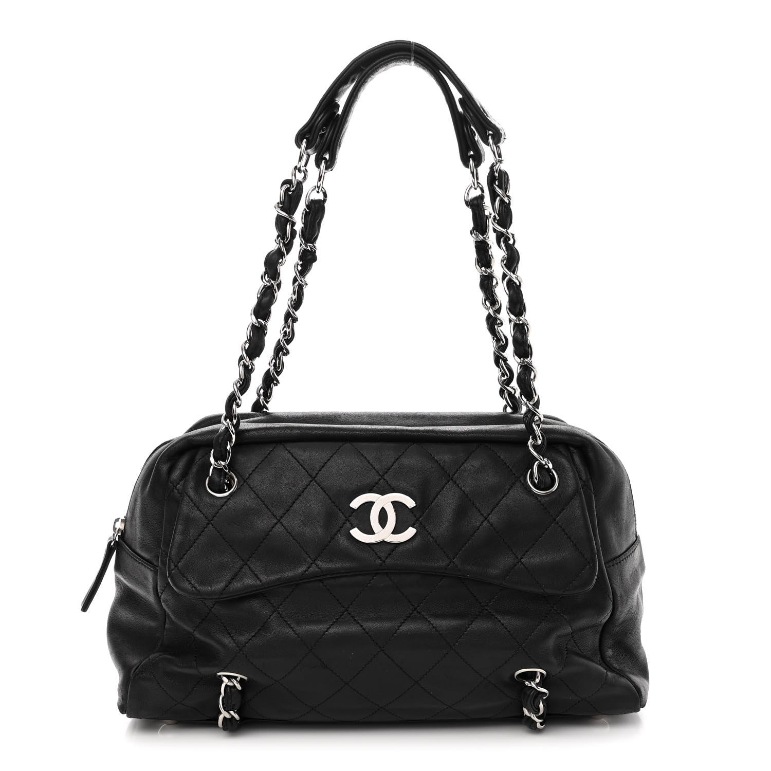 Chanel Lambskin Quilted Medium Chain Around Tote Black 1 of 12