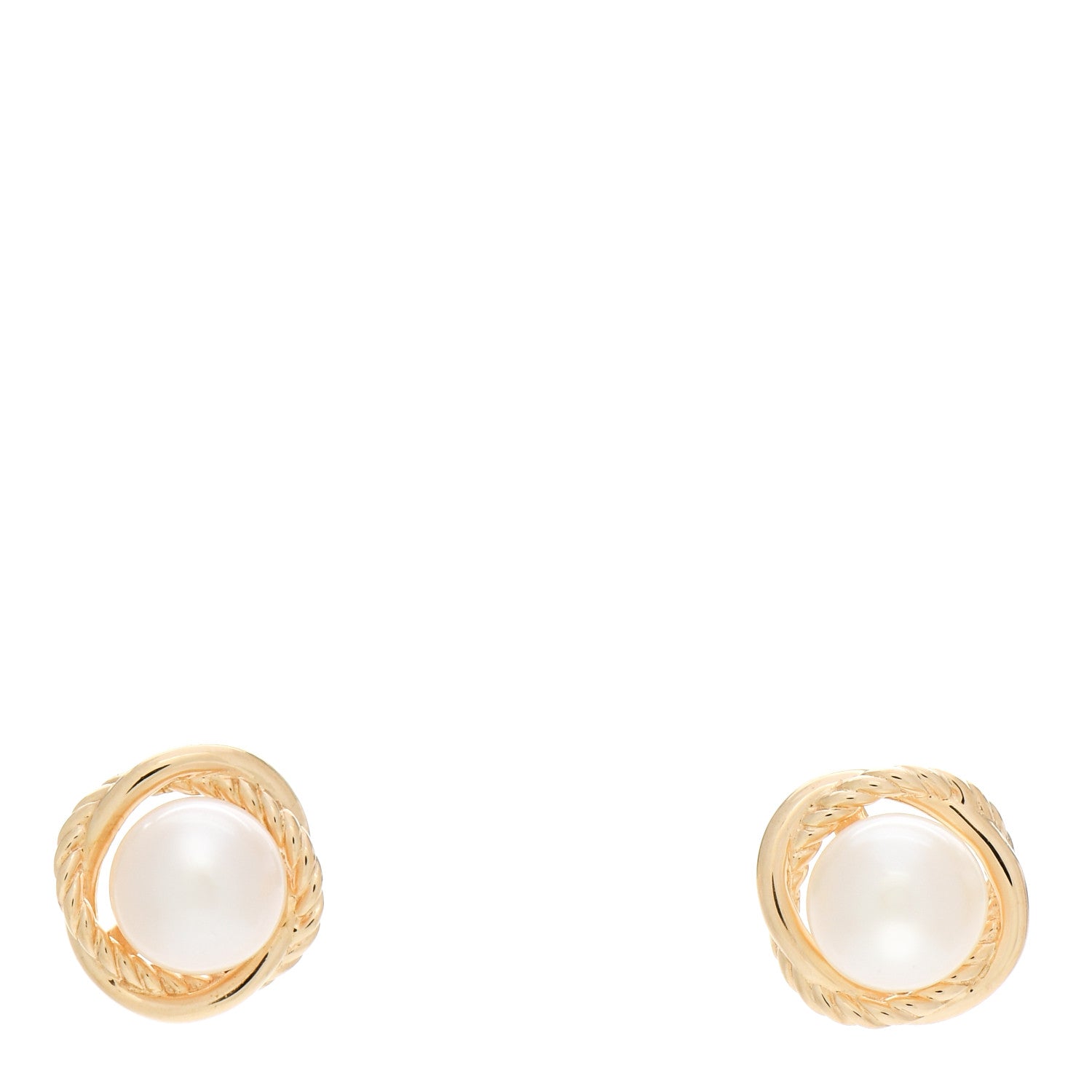 David Yurman 18K Yellow Gold Freshwater Pearl 6mm Infinity Earrings 1 of 3