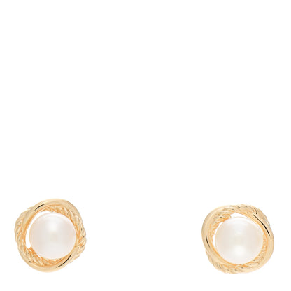 David Yurman 18K Yellow Gold Freshwater Pearl 6mm Infinity Earrings 1 of 3