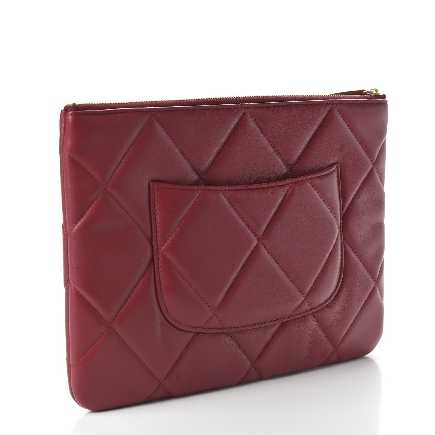 Goatskin Quilted Large 19 Cosmetic Case Red