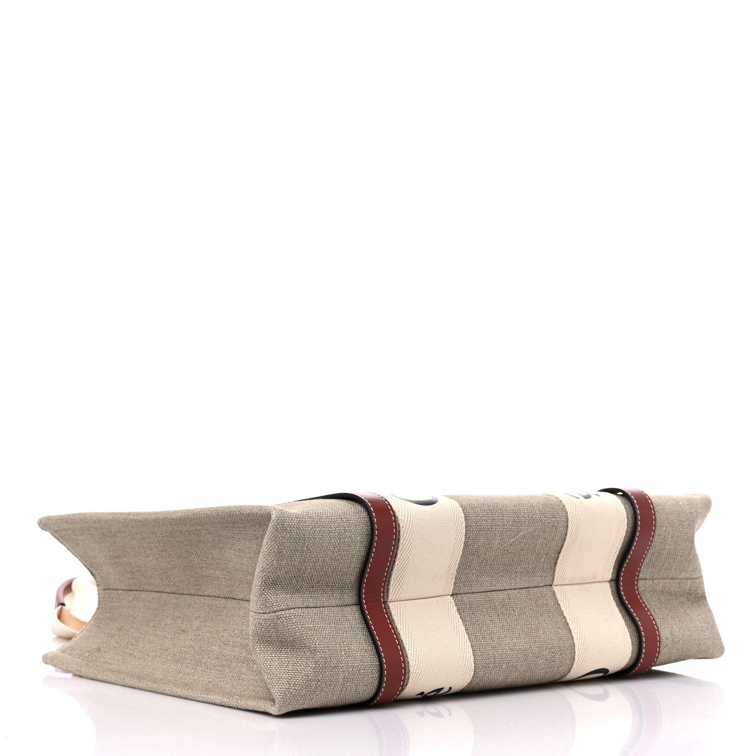 Chloe Cotton Calfskin Medium Woody Ribbon Tote White Brown 4 of 10