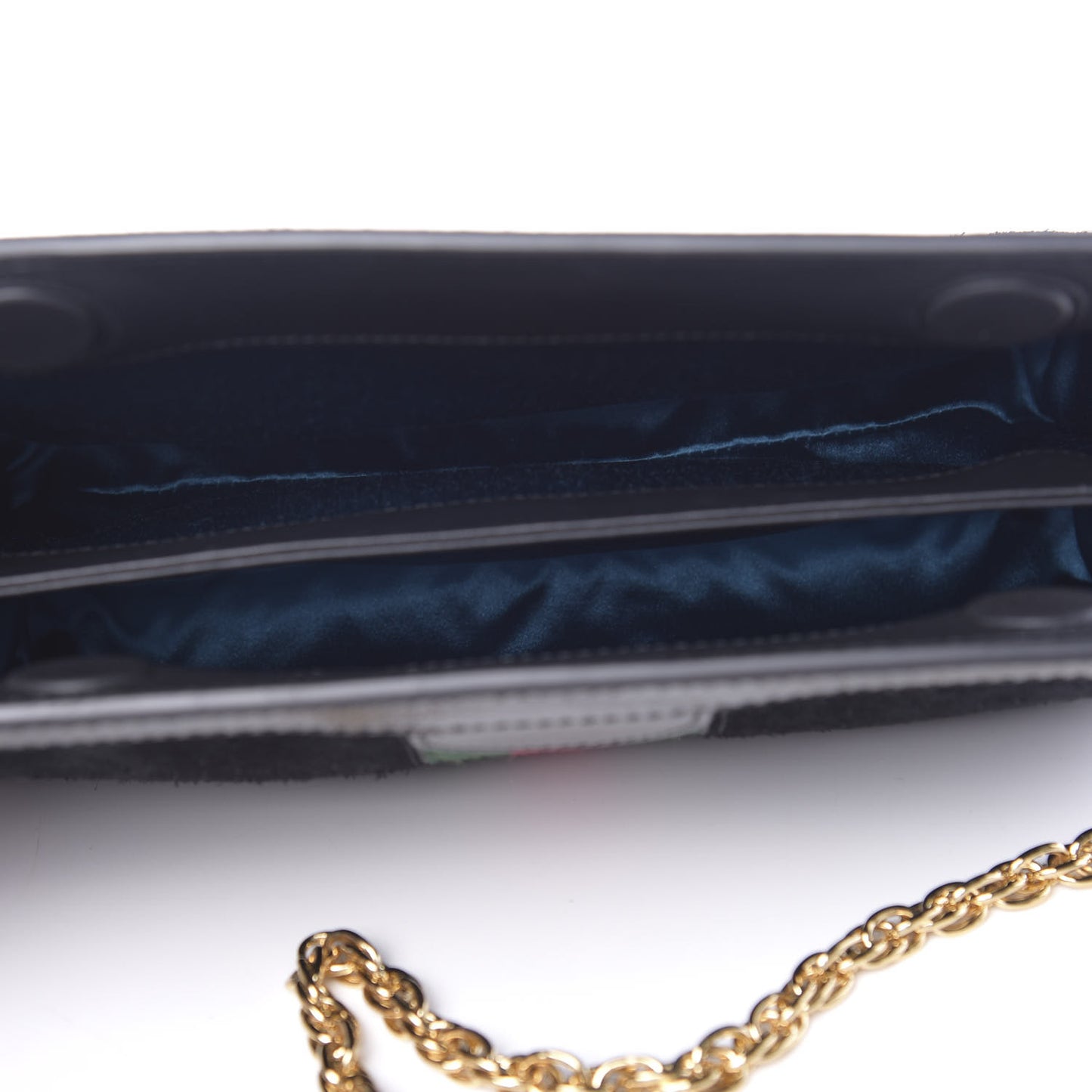 Suede Patent GG Web Small Ophidia Chain Shoulder Bag Black