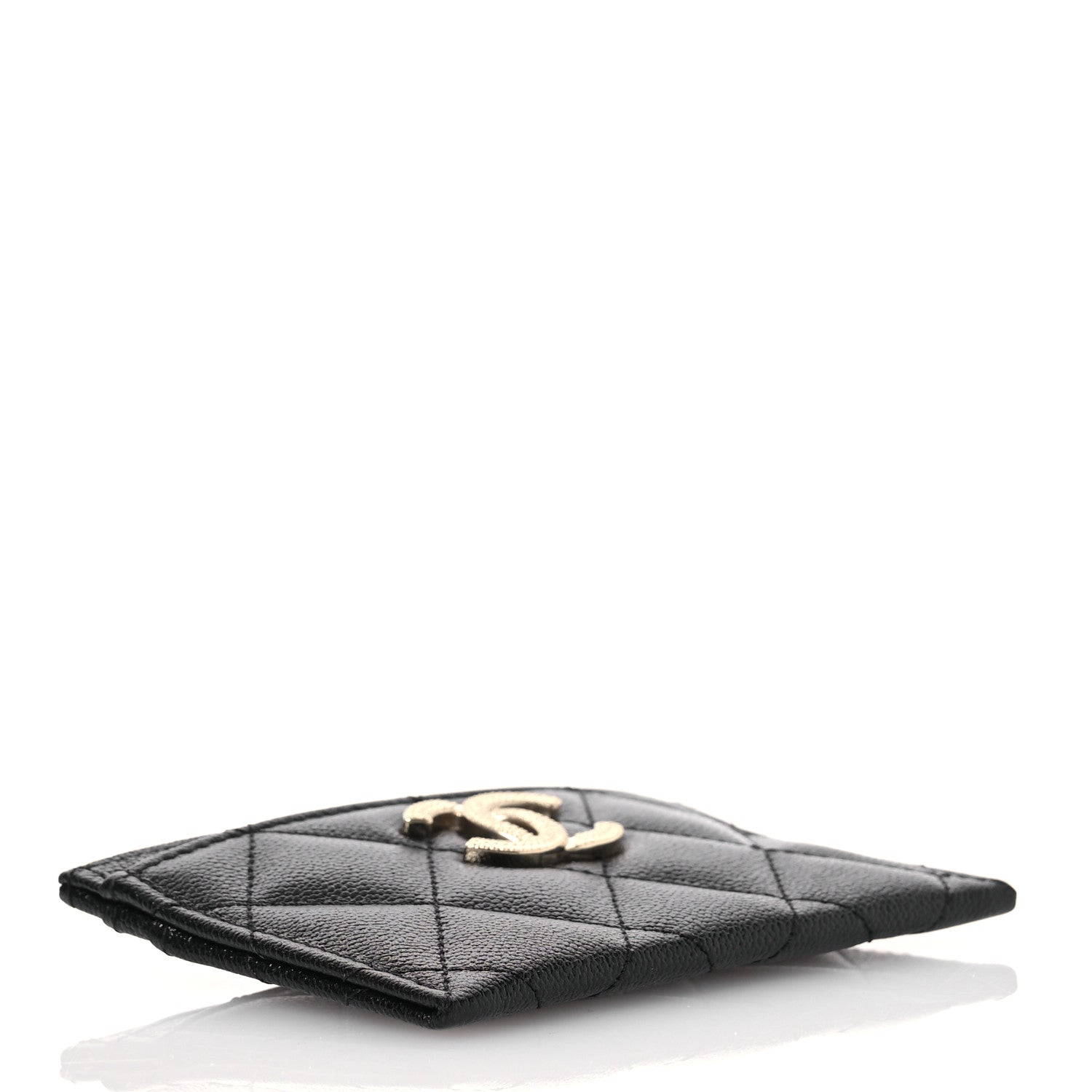 Chanel Caviar Quilted Studded CC Card Holder Black 4 of 12