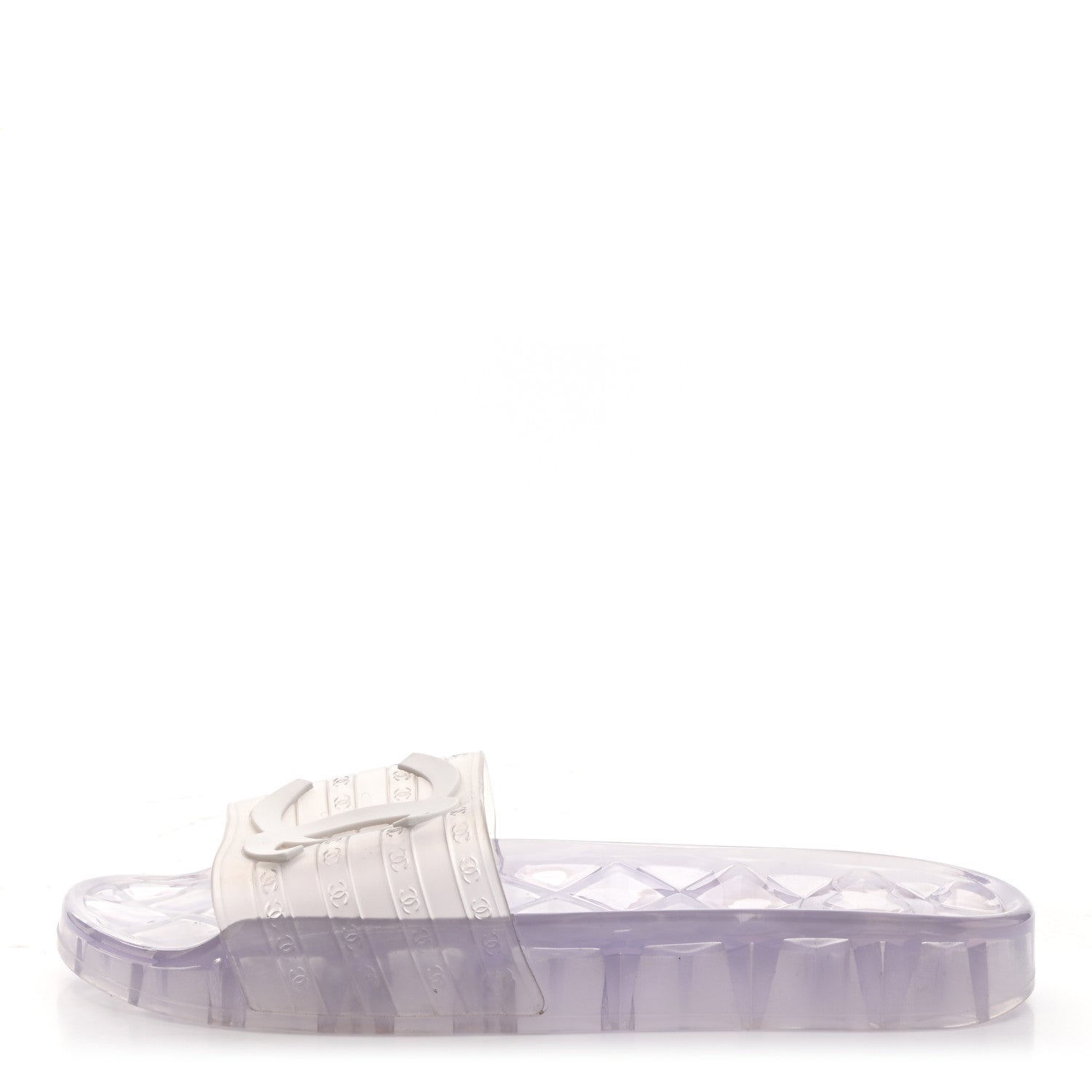 Chanel PVC Transparent CC Flat Slide Sandals 36 White 1 of 9