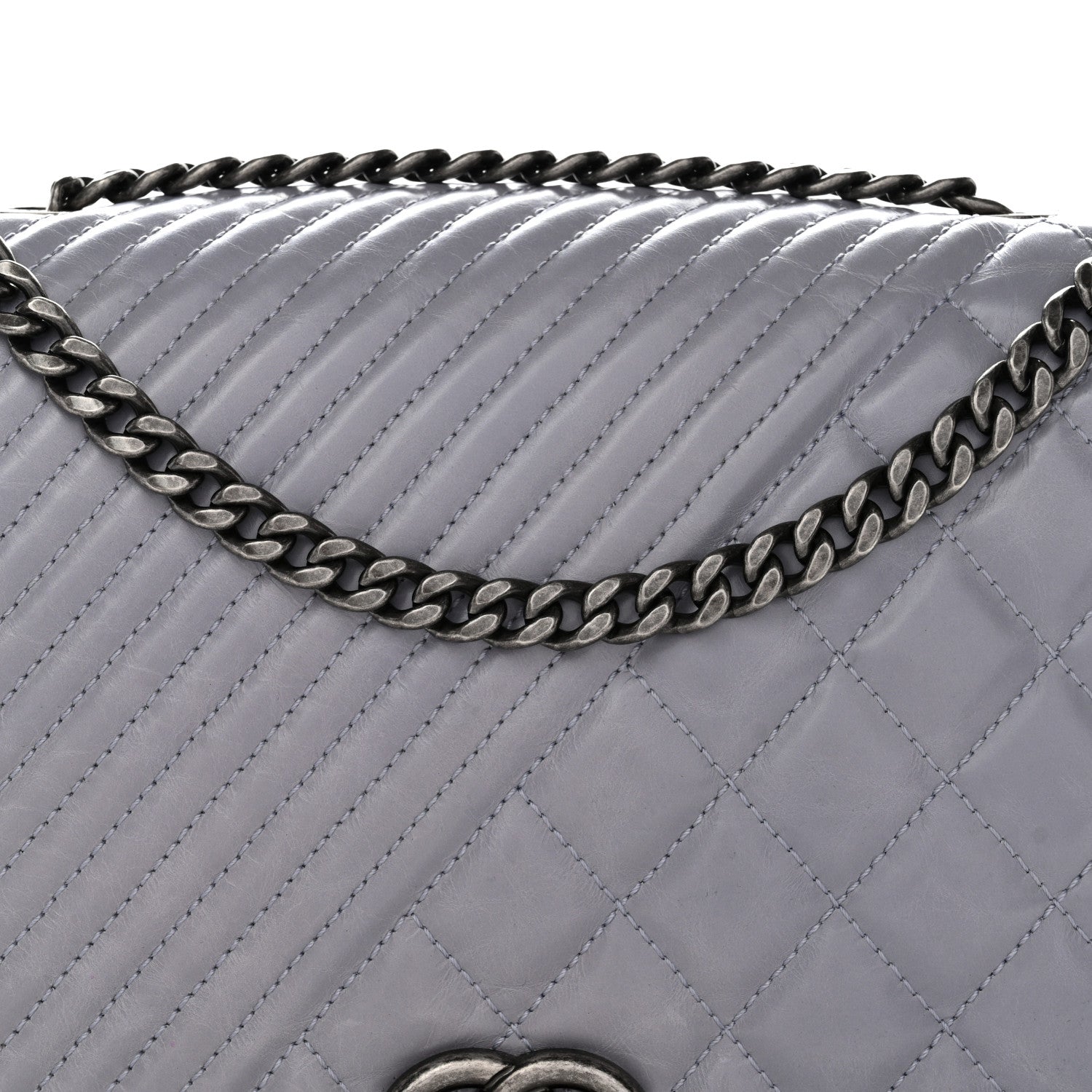 Chanel Glazed Calfskin Quilted Medium Coco Boy Flap Light Grey 8 of 11