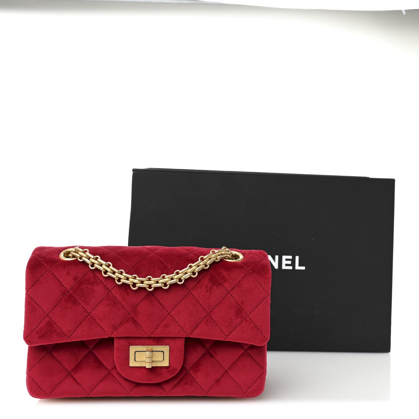 Velvet Quilted Mini 2.55 Reissue Flap Red