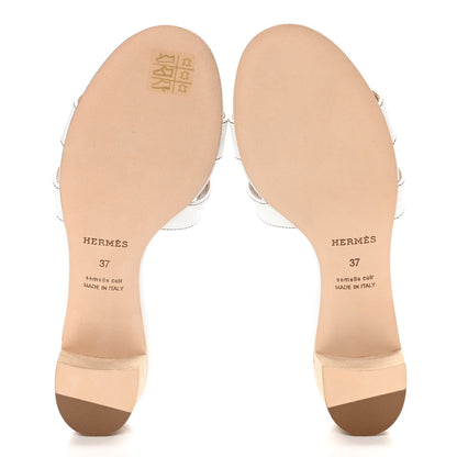Hermes Calfskin Oasis Sandals 37 White 7 of 10