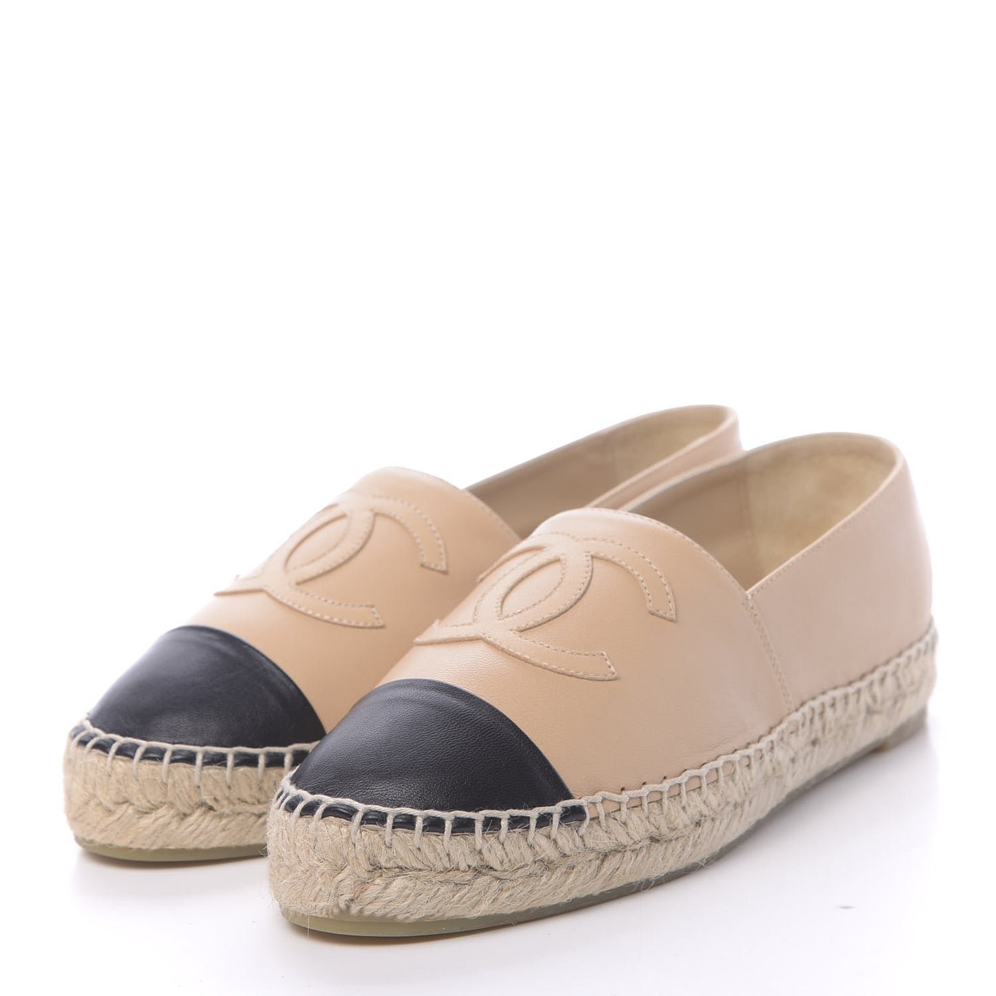 Lambskin CC Espadrilles 36 Beige Black