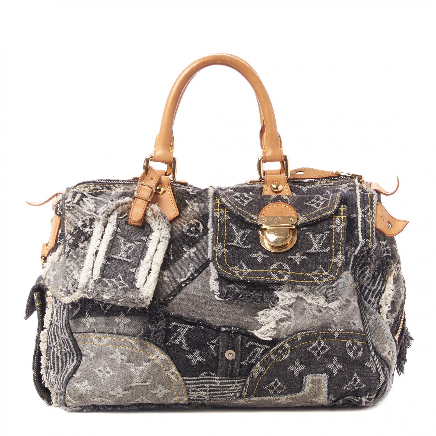 Louis Vuitton Denim Patchwork Speedy 30 Grey 1 of 9