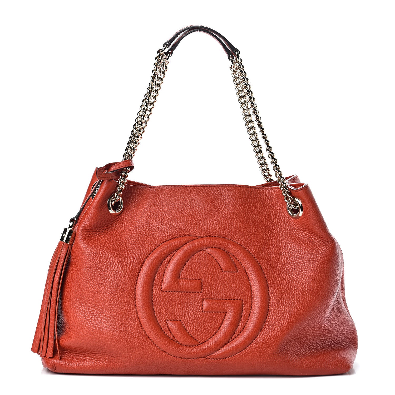Gucci Pebbled Calfskin Medium Soho Chain Shoulder Bag Sun Orange 1 of 10