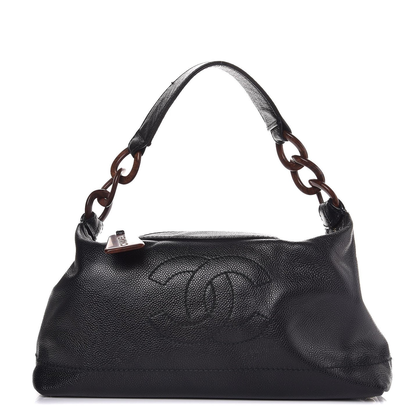 Caviar CC Wood Chain Hobo Black