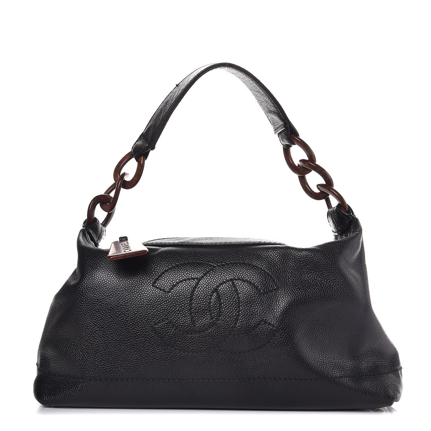 Chanel Caviar CC Wood Chain Hobo Black 1 of 11