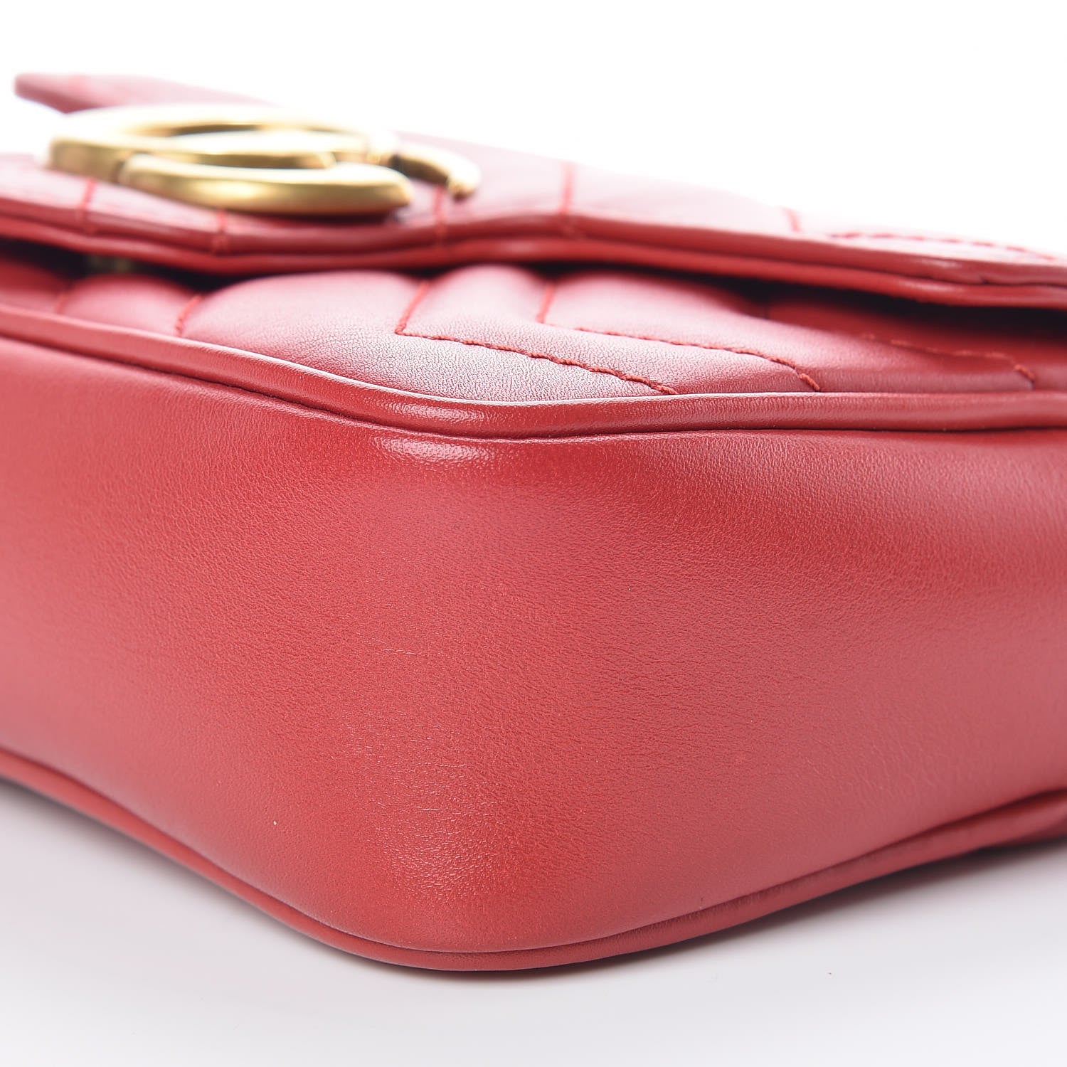 Gucci Calfskin Matelasse Super Mini GG Marmont Shoulder Bag Hibiscus Red 11 of 12
